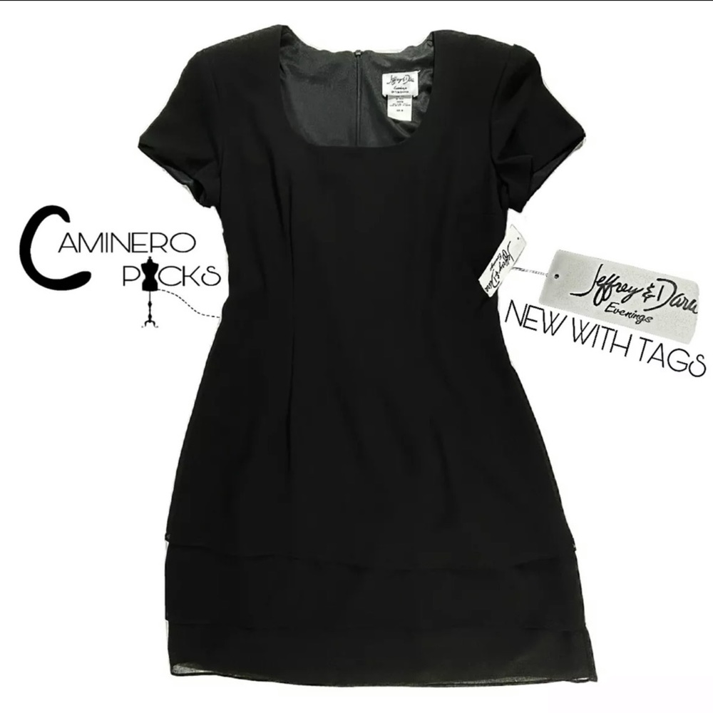 NWT Women's Black Jeffrey & Dara Evenings By Tom Barra Lined Dress Tiered Skirt